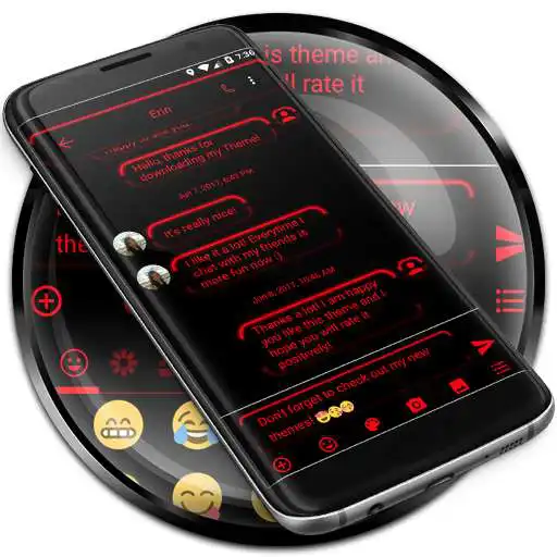 Free play online SMS Messages Neon Led Red Theme  APK