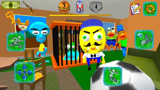 Play Sponge Neighbor Escape 3D as an online game Sponge Neighbor Escape 3D with UptoPlay