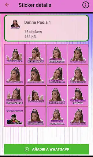 Play Stickers Danna Paola WhatsApp  and enjoy Stickers Danna Paola WhatsApp with UptoPlay