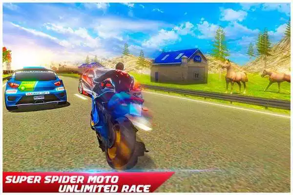 Play Super Spider Motorbike Rider - Traffic Race