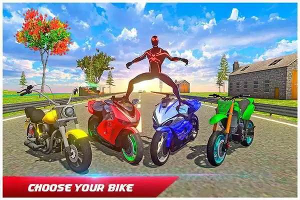 Play Super Spider Motorbike Rider - Traffic Race