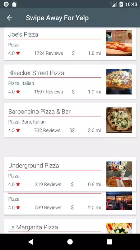 Play Swipe Away For Yelp