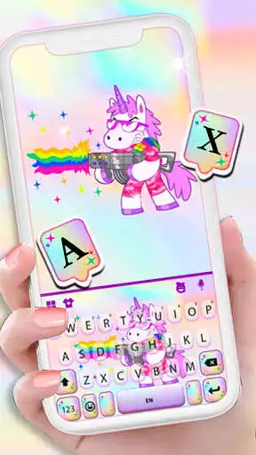 Play Unicorn Rainbow Gun Keyboard Background  and enjoy Unicorn Rainbow Gun Keyboard Background with UptoPlay