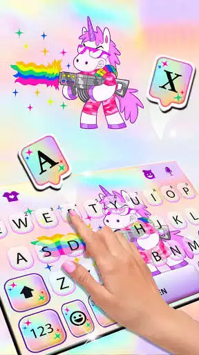 Play Unicorn Rainbow Gun Keyboard Background as an online game Unicorn Rainbow Gun Keyboard Background with UptoPlay