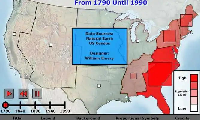 Play US Population Change 1790-1990