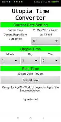 Play Utopia Game Time Converter