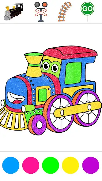 Play Vehicles coloring glitter game as an online game Vehicles coloring glitter game with UptoPlay