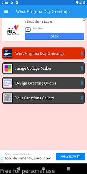 Play West Virginia Day Greetings  and enjoy West Virginia Day Greetings with UptoPlay