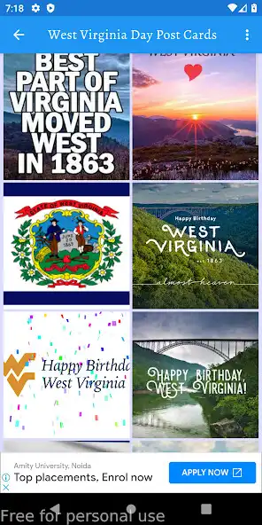 Play West Virginia Day Greetings as an online game West Virginia Day Greetings with UptoPlay