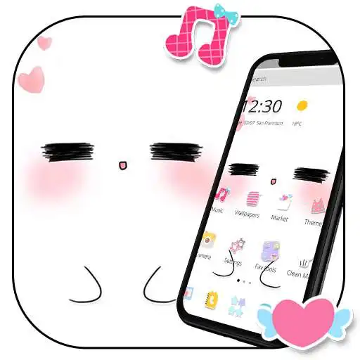 Run free android online White Cartoon Cute Pet Face Theme APK