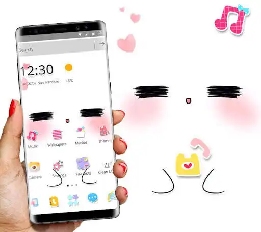 Play APK White Cartoon Cute Pet Face Theme  and enjoy White Cartoon Cute Pet Face Theme with UptoPlay com.launcher.theme.t211818623