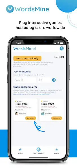 Play WordsMine as an online game WordsMine with UptoPlay